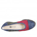 Woman's pump in blue, green and maroon suede wedge heel 3 - Available sizes:  32, 33, 34, 35, 42, 43, 44, 45, 46