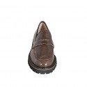 Mocassin pour femmes en cuir vintage et daim marron talon 3 - Pointures disponibles:  32, 33, 35, 42, 43, 44, 45, 46