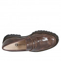 Mocassin pour femmes en cuir vintage et daim marron talon 3 - Pointures disponibles:  32, 33, 35, 42, 43, 44, 45, 46