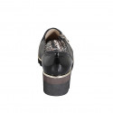 Chaussure avec fermetures èclair pour femmes en cuir et cuir verni noir et imprimé multicouleur talon compensé 4 - Pointures disponibles:  32, 33, 34, 35