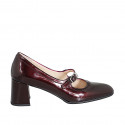 Mary Jane da donna con punta tonda in vernice bordeaux tacco 6 - Misure disponibili: 32, 33, 34, 35, 42, 43, 44, 45
