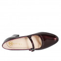 Woman's Mary Jane with rounded tip in maroon patent leather heel 6 - Available sizes:  32, 33, 34, 35, 42, 43, 44, 45