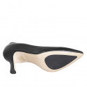 Decolté a punta da donna in pelle nera con tacco 7 - Misure disponibili: 32, 33, 34, 35, 44, 45
