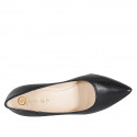 Zapato a punta para mujer en piel negra con tacon 7 - Tallas disponibles:  32, 33, 34, 35, 44, 45