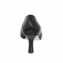 Zapato de salon a punta para mujer en charol negro con tacon 7 - Tallas disponibles:  32, 33, 34, 35, 43, 44, 45
