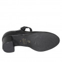 Mary Jane da donna con cinturino e plantare estraibile in pelle nera tacco 5 - Misure disponibili: 32, 33, 34, 35, 42, 43, 44, 45, 46
