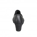 Woman's shoe with zippers and removable insole in black leather wedge heel 6 - Available sizes:  32, 33, 34