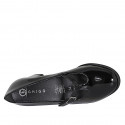 Woman's Mary Jane in black patent leather with strap and removable insole heel 5 - Available sizes:  32, 33, 34, 35, 42, 43, 44, 45, 46