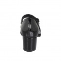 Mary Jane da donna con cinturini e plantare estraibile in vernice nera e puntale in camoscio nero tacco 5 - Misure disponibili: 32, 33, 34, 35, 42, 43, 44, 45