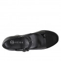 Mary Jane para mujer con correas y plantilla extraíble en charol negro y puntera de gamuza negra tacón 5 - Tallas disponibles:  32, 33, 34, 35, 42, 43, 44, 45