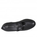 Mary Jane pour femme avec courroie T et semelle intérieure amovible en cuir noir talon 5 - Pointures disponibles:  32, 33, 34, 35, 42, 43, 44, 45, 46