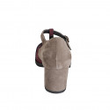 Decolté da donna in camoscio marrone, blu e bordeaux con cinturino Charleston e plantare estraibile tacco 5 - Misure disponibili: 32, 33, 34, 35, 42, 43, 44, 45
