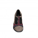 Zapatos de salón de mujer en gamuza marrón, azul y granate cinturon en T y plantilla extraíble tacón 5 - Tallas disponibles:  32, 33, 34, 35, 42, 43, 44, 45