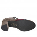 Decolté da donna in camoscio marrone, blu e bordeaux con cinturino Charleston e plantare estraibile tacco 5 - Misure disponibili: 32, 33, 34, 35, 42, 43, 44, 45