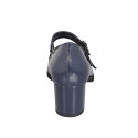 Mary Jane da donna con cinturini, plantare estraibile e puntale in vernice e camoscio blu tacco 5 - Misure disponibili: 32, 33, 34, 35, 42, 43, 44, 45