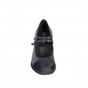Mary Jane pour femmes avec courroies, semelle intérieure amovible et bout droit en cuir verni et daim bleu talon compensé 5 - Pointures disponibles:  32, 33, 34, 35, 42, 43, 44, 45