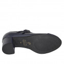 Mary Jane da donna con cinturini, plantare estraibile e puntale in vernice e camoscio blu tacco 5 - Misure disponibili: 32, 33, 34, 35, 42, 43, 44, 45