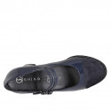 Mary Jane da donna con cinturini, plantare estraibile e puntale in vernice e camoscio blu tacco 5 - Misure disponibili: 32, 33, 34, 35, 42, 43, 44, 45