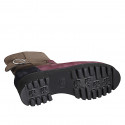 Botín de mujer con plantilla extraíble, cremallera y hebilla en gamuza marrón, granate y azul tacón 4 - Tallas disponibles:  31, 32, 33, 34, 35, 42, 43, 44, 45