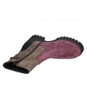 Botín de mujer con plantilla extraíble, cremallera y hebilla en gamuza marrón, granate y azul tacón 4 - Tallas disponibles:  31, 32, 33, 34, 35, 42, 43, 44, 45
