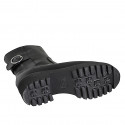 Botines para mujer con plantilla extraible, hebilla y cremallera en piel negra tacon 4 - Tallas disponibles:  31, 32, 33, 34, 35, 42, 43, 44, 45, 46