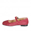 Woman's Mary Jane in maroon suede with strap heel 2 - Available sizes:  33, 34, 35, 42, 43, 44, 46