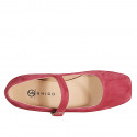 Mary Jane para mujer en gamuza granate con cinturon tacon 2 - Tallas disponibles:  33, 34, 35, 42, 43, 44, 46