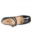 Mary Jane da donna con cinturini in vernice nera tacco 2 - Misure disponibili: 33, 34, 35, 42, 45, 46