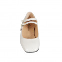 Mary Jane Ballerine avec double courroies en cuir verni gris clair talon 2 - Pointures disponibles:  33, 34, 35, 42, 43, 44, 45