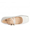 Mary Jane ballerina with double straps in light grey patent leather heel 2 - Available sizes:  33, 34, 35, 42, 43, 44, 45