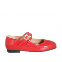Mary Jane de salón para mujer con cinturones en charol rojo tacon 2 - Tallas disponibles:  34, 35, 42, 43, 44, 45, 46