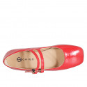 Woman's Mary Jane in red patent leather with straps heel 2 - Available sizes:  34, 35, 42, 43, 44, 45, 46