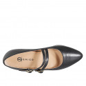 Mary Jane da donna a punta con due cinturini in pelle nera tacco 2 - Misure disponibili: 33, 34, 35, 42, 43, 44, 46