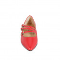 Mary Jane Ballerine à bout pointu avec trois courroies en cuir verni rouge talon 2 - Pointures disponibles:  33, 34, 35, 42, 43, 44, 45, 46
