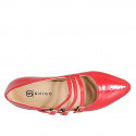 Ballerina Mary Jane a punta con tre cinturini in vernice rossa tacco 2 - Misure disponibili: 33, 34, 35, 42, 43, 44, 45, 46