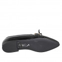 Woman's loafer with pointy tip, accessory and bow in black patent leather heel 2 - Available sizes:  33, 34, 35, 42, 43, 44, 45