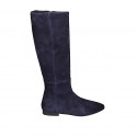 Bottes pour femmes à bout pointu avec fermeture éclair et elastique en daim bleu talon 2 - Pointures disponibles:  33, 34, 35, 42, 43, 44, 45, 46