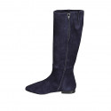 Bottes pour femmes à bout pointu avec fermeture éclair et elastique en daim bleu talon 2 - Pointures disponibles:  33, 34, 35, 42, 43, 44, 45, 46