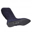 Stivale a punta da donna con cerniera ed elastico in camoscio blu tacco 2 - Misure disponibili: 33, 34, 35, 42, 43, 44, 45, 46
