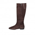 Bota puntiaguda para mujer con cremallera y elastico en gamuza marron tacon 2 - Tallas disponibles:  33, 34, 35, 42, 43, 44, 45, 46