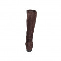 Bottes pour femmes à bout pointu avec fermeture éclair et elastique en daim marron talon 2 - Pointures disponibles:  33, 34, 35, 42, 43, 44, 45, 46