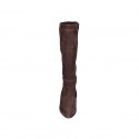 Woman's pointy boot with zipper and elastic band in brown suede heel 2 - Available sizes:  33, 34, 35, 42, 43, 44, 45, 46