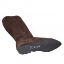 Bottes pour femmes à bout pointu avec fermeture éclair et elastique en daim marron talon 2 - Pointures disponibles:  33, 34, 35, 42, 43, 44, 45, 46