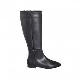Stivale a punta da donna con cerniera ed elastico in pelle nera tacco 2 - Misure disponibili: 33, 34, 35, 42, 43, 44, 45, 46