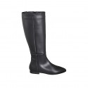 Bottes pour femmes à bout pointu avec fermeture éclair et elastique en cuir noir talon 2 - Pointures disponibles:  33, 34, 35, 42, 43, 44, 45, 46