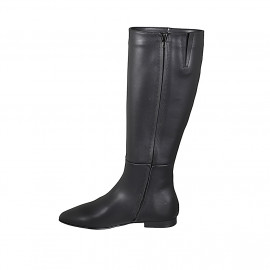 Bottes pour femmes à bout pointu avec fermeture éclair et elastique en cuir noir talon 2 - Pointures disponibles:  33, 34, 35, 42, 43, 44, 45, 46 2