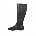 Stivale a punta da donna con cerniera ed elastico in pelle nera tacco 2 - Misure disponibili: 33, 34, 35, 42, 43, 44, 45, 46