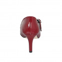 Escarpins Mary Jane à bout pointu en cuir verni bordeaux talon 7 - Pointures disponibles:  31, 32, 33, 34, 35, 42, 43, 44, 45