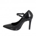 Zapatos de salón puntiagudo Mary Jane en charol negro tacon 10 - Tallas disponibles:  31, 32, 33, 34, 35, 42, 43, 44, 45