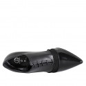 Zapato puntiagudo con cordones en piel, gamuza y charol negro tacon 7 - Tallas disponibles:  31, 32, 33, 34, 35, 42, 43, 44, 45
